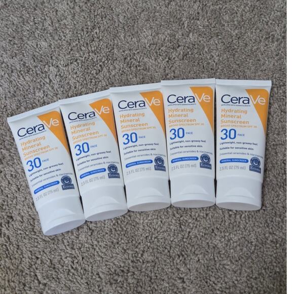 CeraVe Hydrating Mineral‎ SPF 30 Sunscreen Bulk Lot of 5 Hyaluronic Niacinamide - Picture 5 of 7